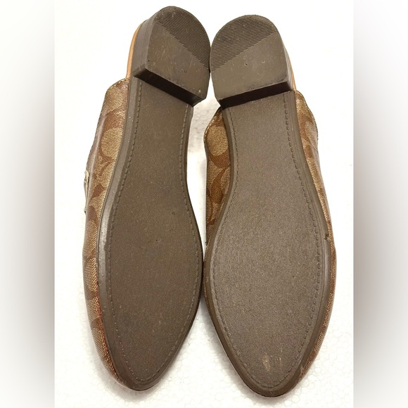 COACH Monogram Brown Tan Slides Slip On Mules Mule Shoes Half Loafers Size 9 - Picture 7 of 7
